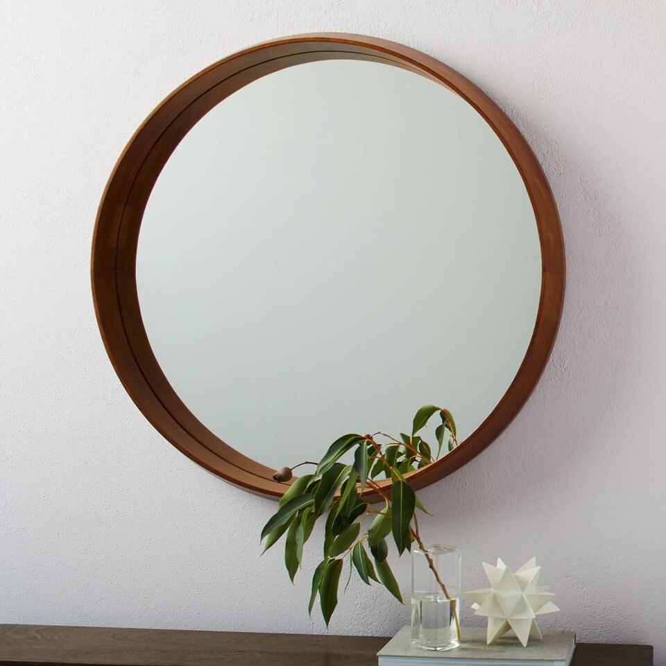 Wood Frame Ledge Round Wall Mirror West Elm UK